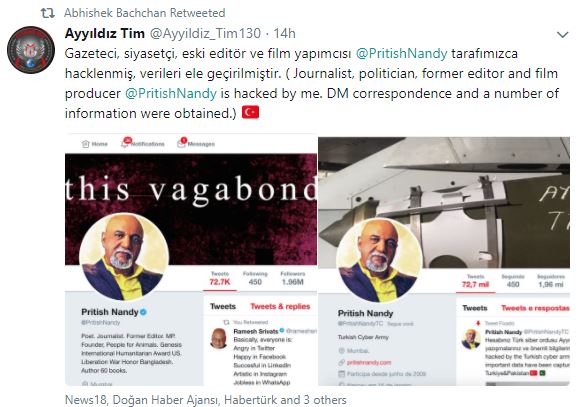 Abhishek Bachchan’s Twitter Account Hacked By Pro-Pakistani Hackers Abhishek Bachchan’s Twitter Account Hacked By Pro-Pakistani Hackers
